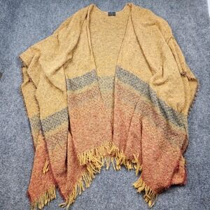 Celtic Kerry Woolen Mills Shawl Womens Yellow Lambswool Fnit Wrap Ireland Cape